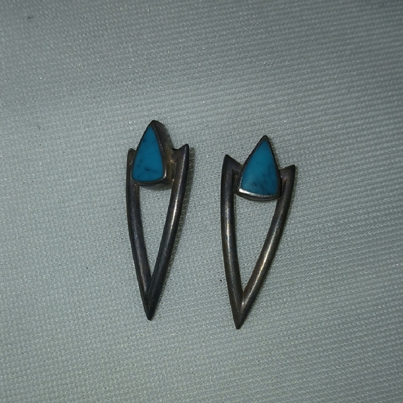 Silver and Turquoise Earrings - Picture 1 of 1
